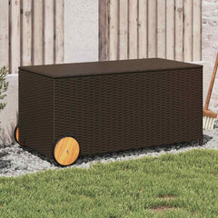 Garden Storage Box Poly Rattan Brown 107 x 55 x 50/53 cm