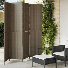 Room Divider 4 Panels Poly Rattan Full Weaving Length 200 cm Grey 196 cm