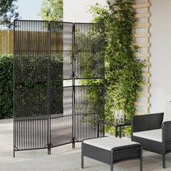 vidaXL Room Divider 3 Panels Poly Rattan Line Weaving Length 180 cm