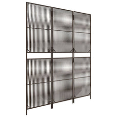 vidaXL Room Divider 3 Panels Brown Poly Rattan 4