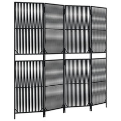 vidaXL Room Divider 4 Panels Black Poly Rattan 2