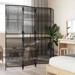 vidaXL Room Divider 4 Panels Black Poly Rattan 3
