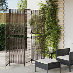 vidaXL Room Divider 3 Panels Poly Rattan Line Weaving Length 180 cm