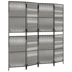 vidaXL Room Divider 4 Panels Grey Poly Rattan 2