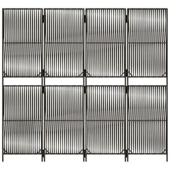 vidaXL Room Divider 4 Panels Grey Poly Rattan 5