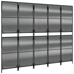 vidaXL Room Divider 5 Panels Black Poly Rattan 4