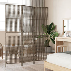 vidaXL Room Divider 3 Panels Grey Poly Rattan 3