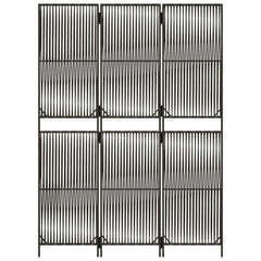 vidaXL Room Divider 3 Panels Grey Poly Rattan 5