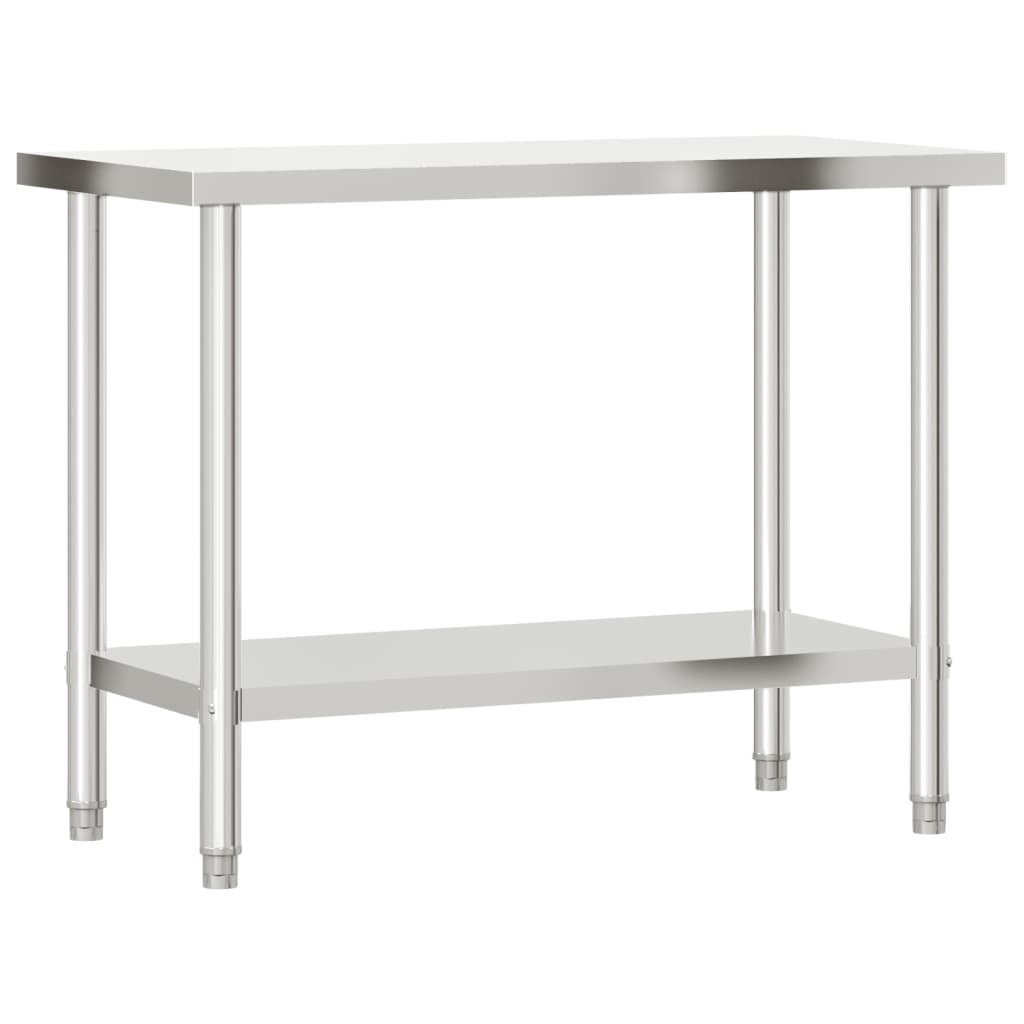 vidaXL Kitchen Work Table with Overshelf 110x55x120 cm Stainless Steel 4