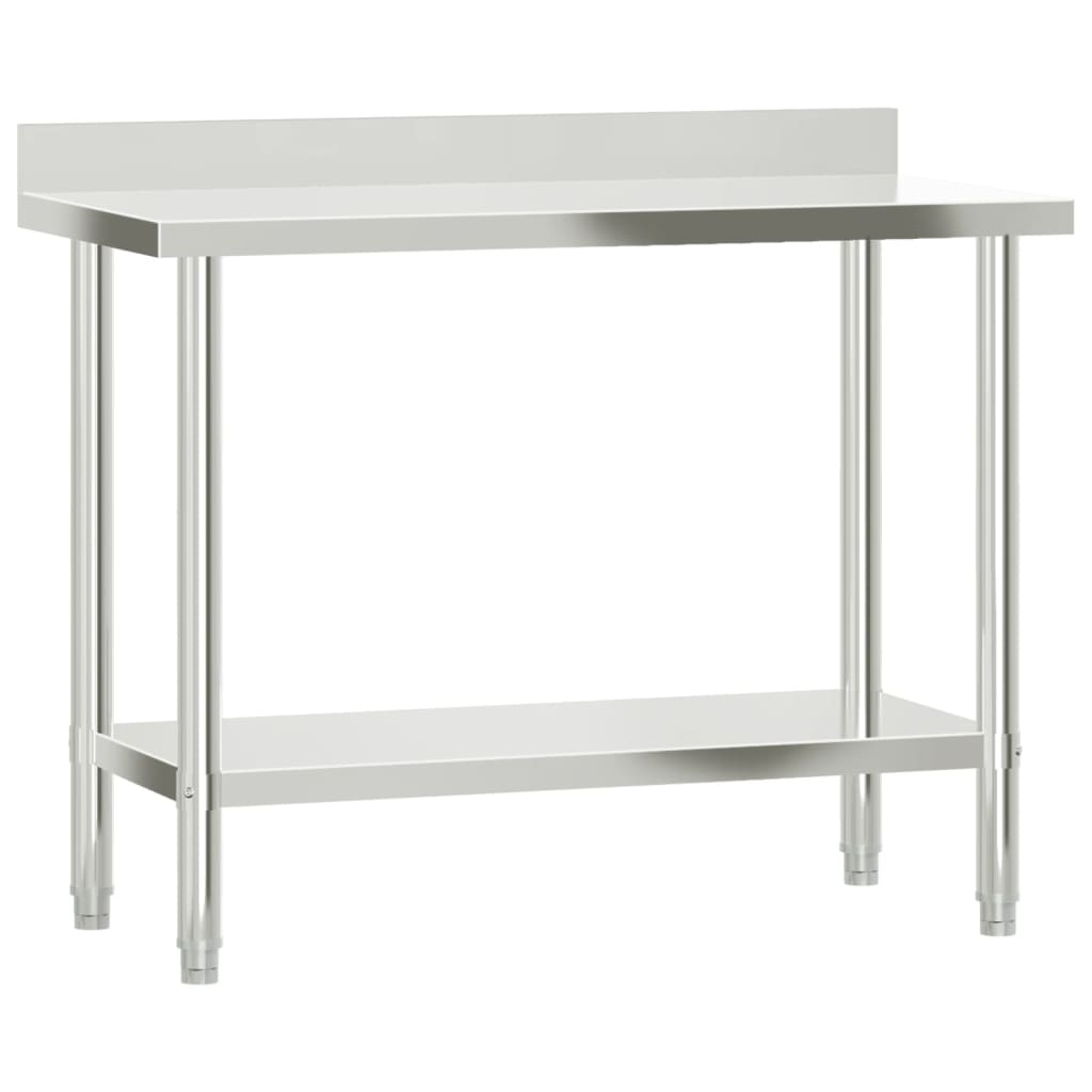 vidaXL Kitchen Work Table with Overshelf 110x55x120 cm Stainless Steel 4