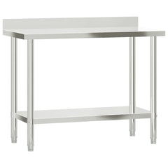 vidaXL Kitchen Work Table with Overshelf 110x55x120 cm Stainless Steel 4