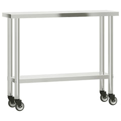 vidaXL Kitchen Work Table with Overshelf 110x30x120 cm Stainless Steel 4