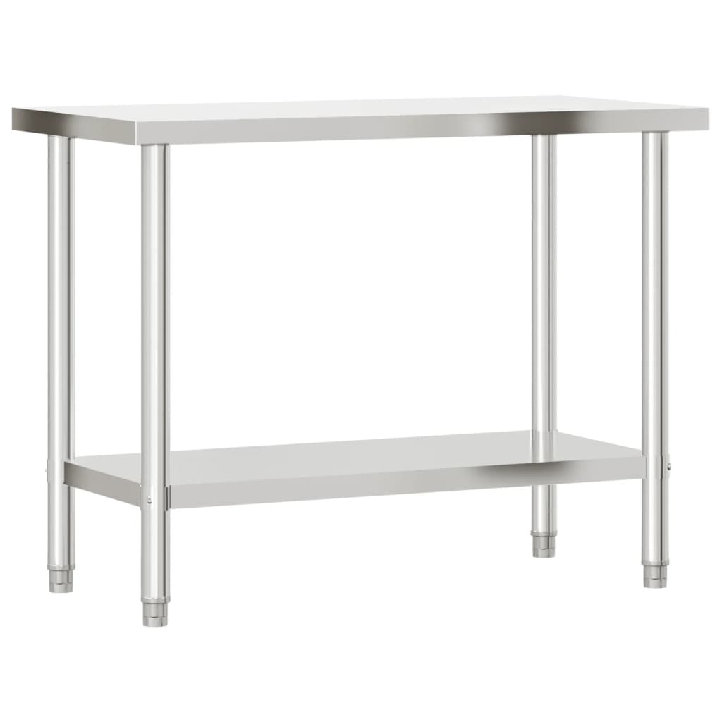 vidaXL Kitchen Work Table with Overshelf 110x55x120 cm Stainless Steel 4