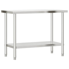 vidaXL Kitchen Work Table with Overshelf 110x55x120 cm Stainless Steel 4