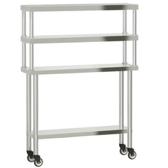 vidaXL Kitchen Work Table with Overshelf 110x30x150 cm Stainless Steel 2