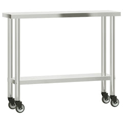 vidaXL Kitchen Work Table with Overshelf 110x30x150 cm Stainless Steel 4