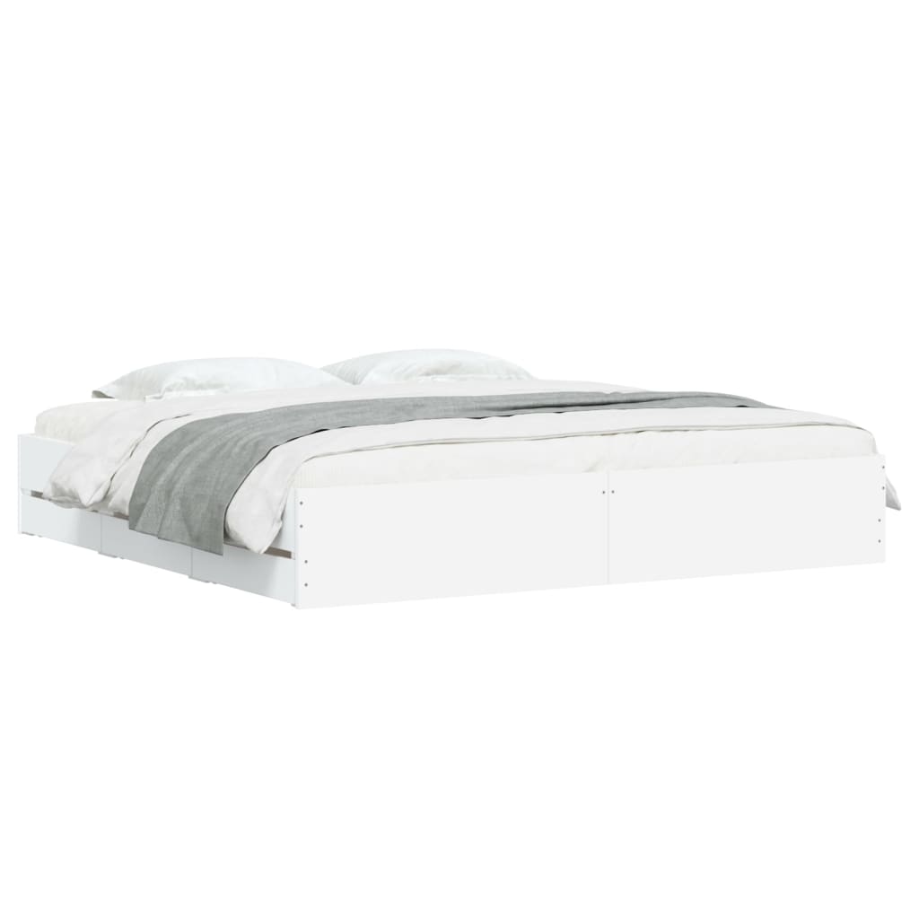 Bed Frame with Drawers without Mattress 160x200 cm White