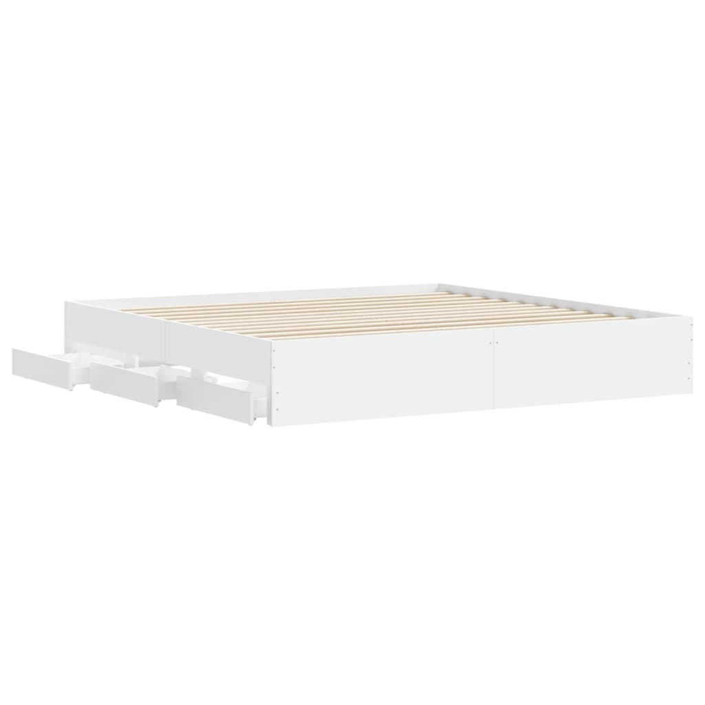 Bed Frame with Drawers without Mattress 160x200 cm White
