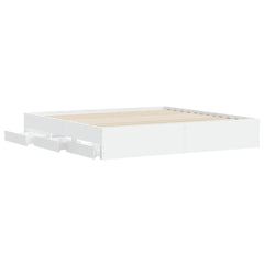 Bed Frame with Drawers without Mattress 160x200 cm White