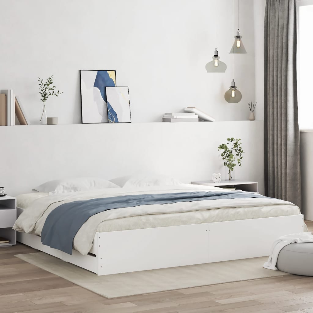 Bed Frame with Drawers without Mattress 160x200 cm White