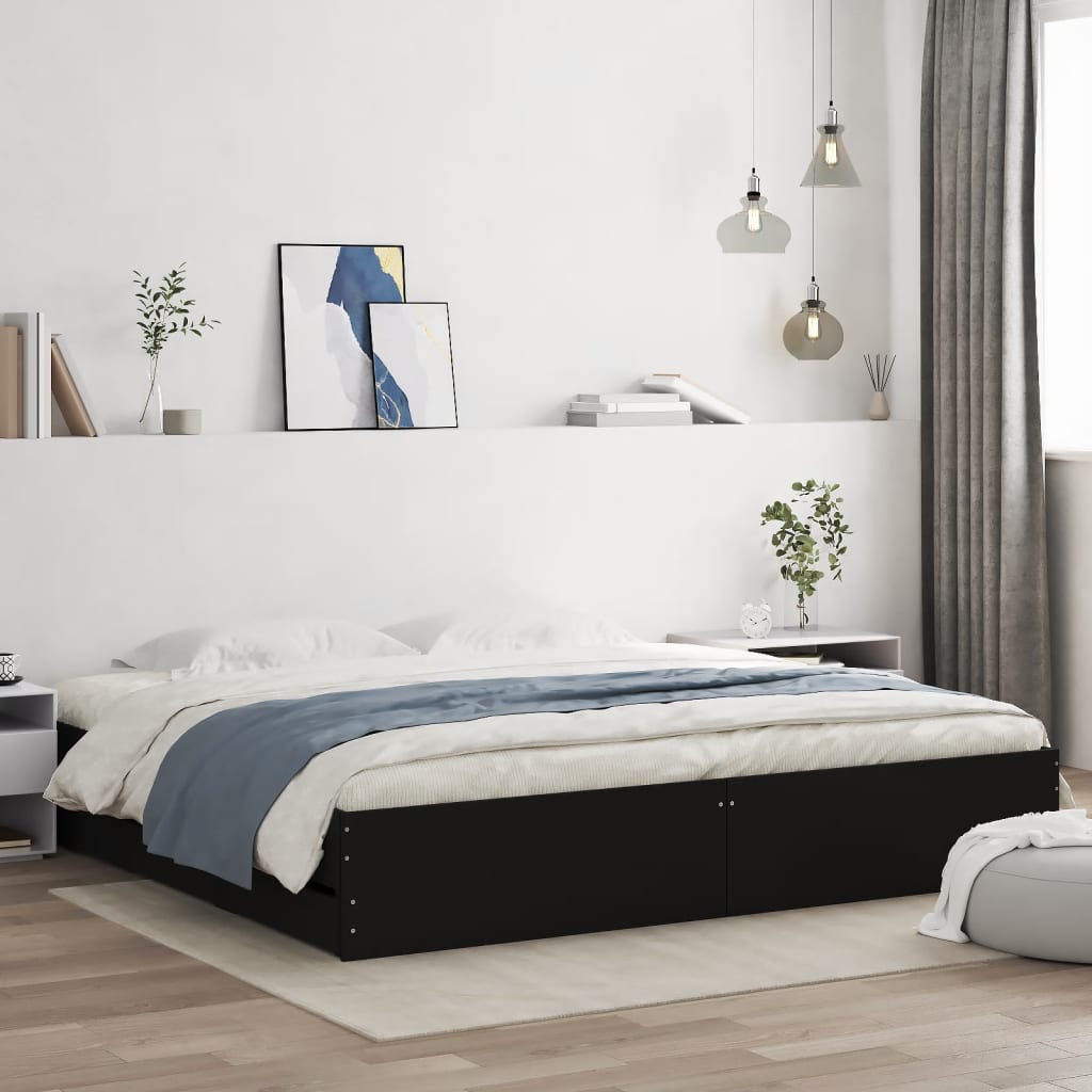 Bed Frame with Drawers without Mattress 160x200 cm Black