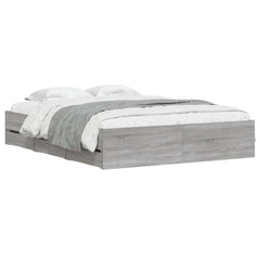 Bed Frame with Drawers without Mattress 140x200 cm Grey sonoma