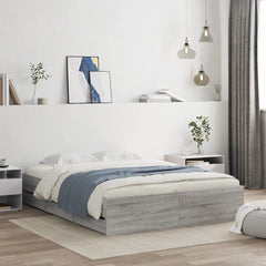 Bed Frame with Drawers without Mattress 140x200 cm Grey sonoma