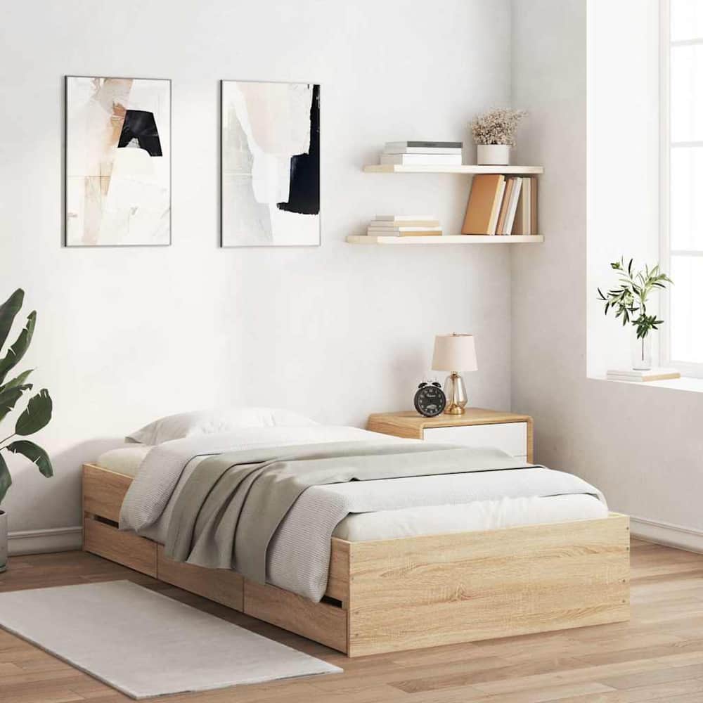 Bed Frame with Drawers without Mattress 90x200 cm Sonoma oak
