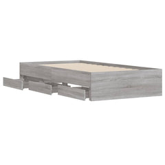 Bed Frame with Drawers without Mattress 90x200 cm Grey sonoma