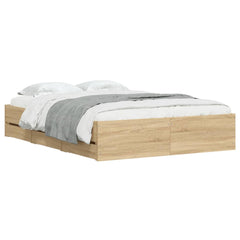 Bed Frame with Drawers without Mattress 135x190 cm Sonoma oak