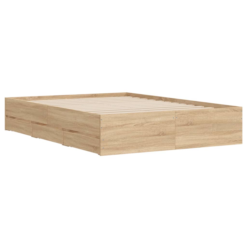 Bed Frame with Drawers without Mattress 135x190 cm Sonoma oak