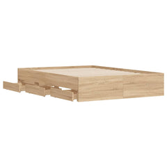 Bed Frame with Drawers without Mattress 135x190 cm Sonoma oak