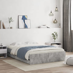 Bed Frame with Drawers without Mattress 135x190 cm Concrete grey