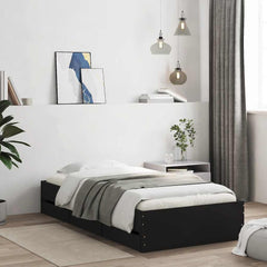 vidaXL Bed Frame with Drawers without Mattress Black 90x190 cm Single 1
