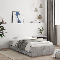Bed Frame with Drawers without Mattress 90x190 cm Concrete grey