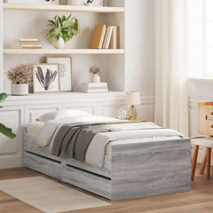 Bed Frame with Drawers without Mattress 100x200 cm Grey sonoma