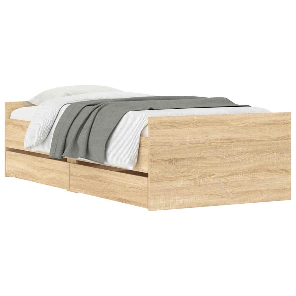 Bed Frame with Drawers without Mattress 100x200 cm Sonoma oak