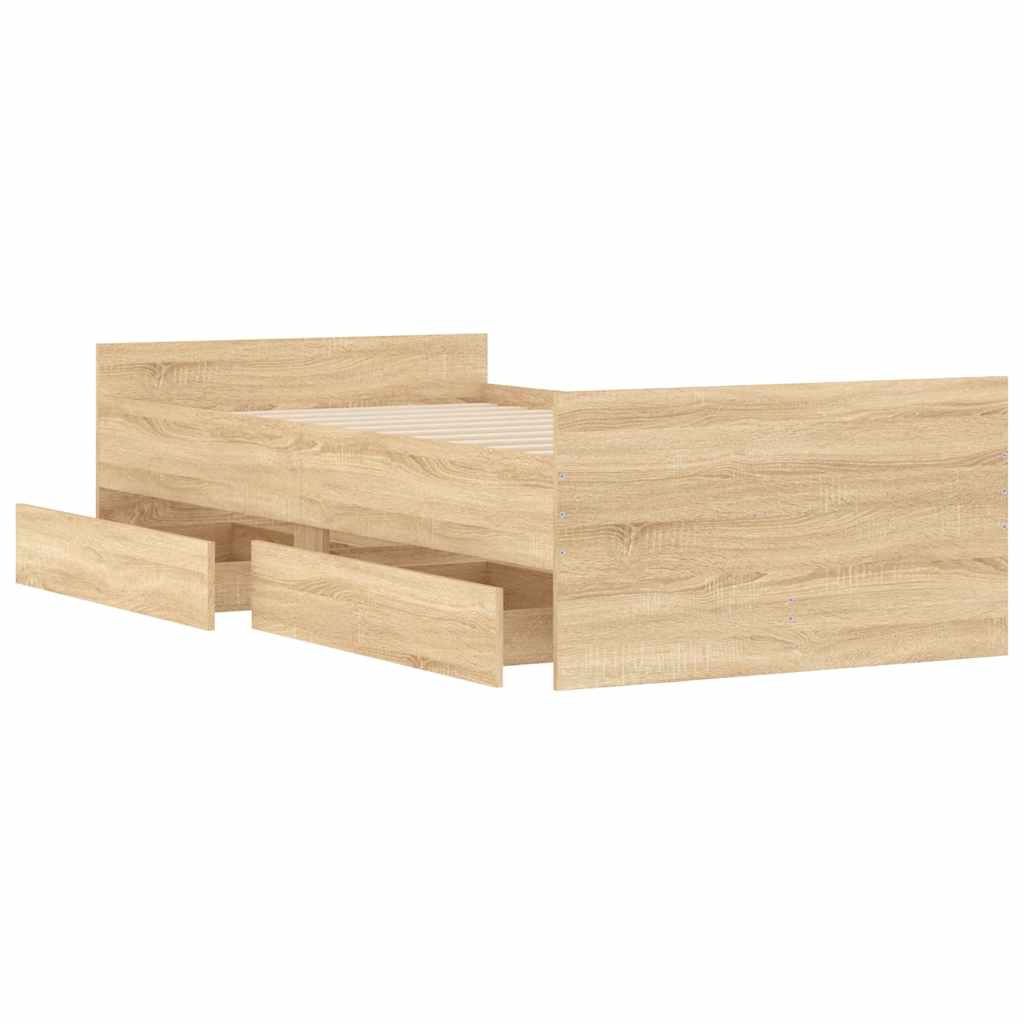 Bed Frame with Drawers without Mattress 100x200 cm Sonoma oak