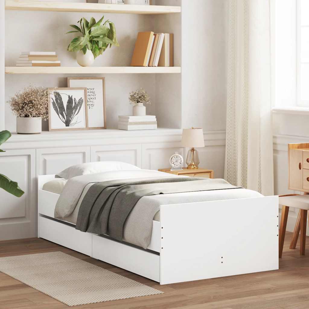 Bed Frame without Mattress Small Single Length 190 cm White 90 cm