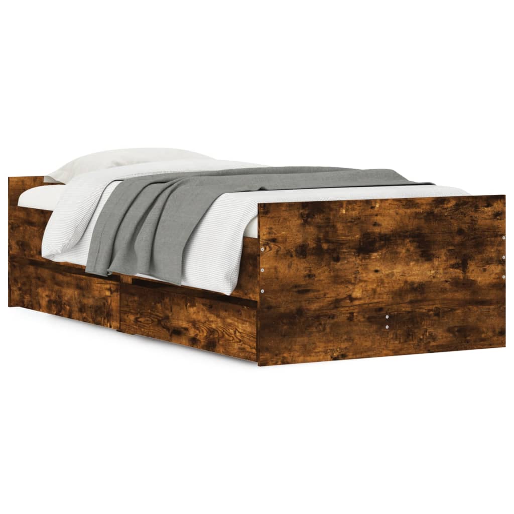 Bed Frame without Mattress Small Single Length 190 cm Smoked oak 90 cm