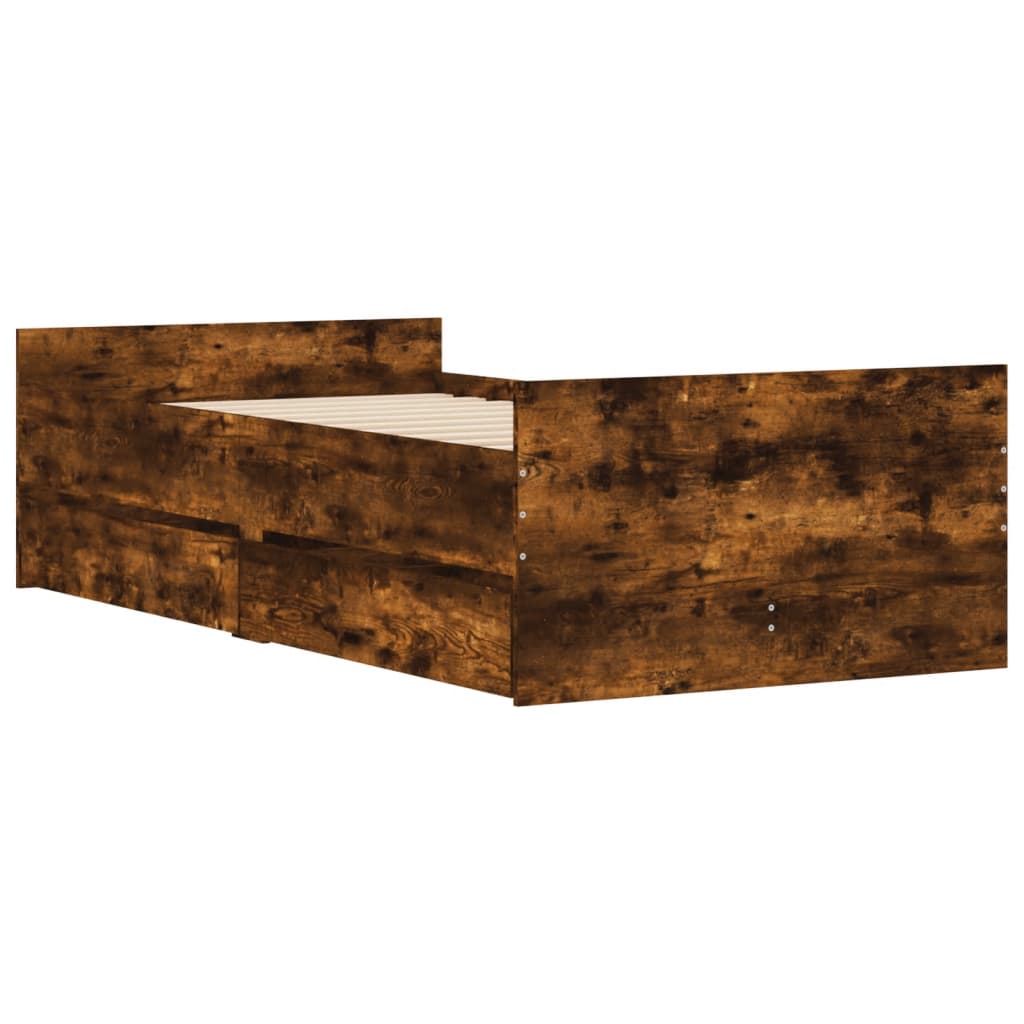 Bed Frame without Mattress Small Single Length 190 cm Smoked oak 90 cm