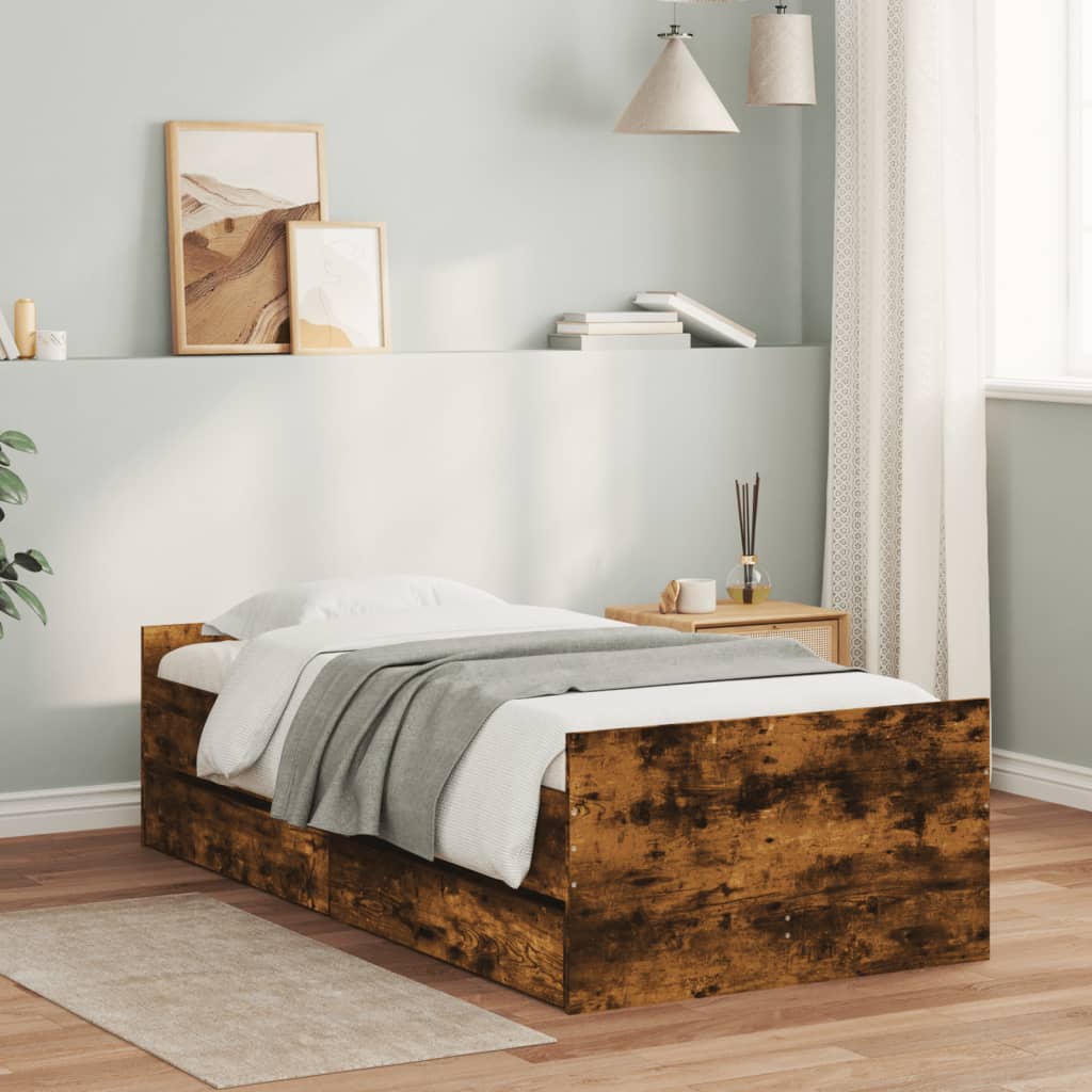 Bed Frame without Mattress Small Single Length 190 cm Smoked oak 90 cm