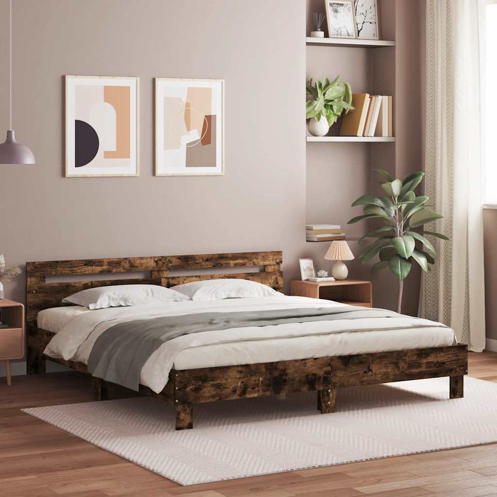 Bed Frame without Mattress 200x200 cm Smoked oak
