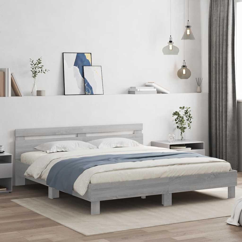 Bed Frame without Mattress 180x200 cm Grey sonoma