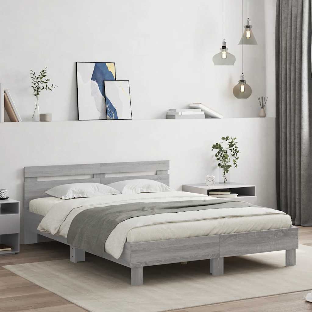 Bed Frame without Mattress 140x200 cm Grey sonoma