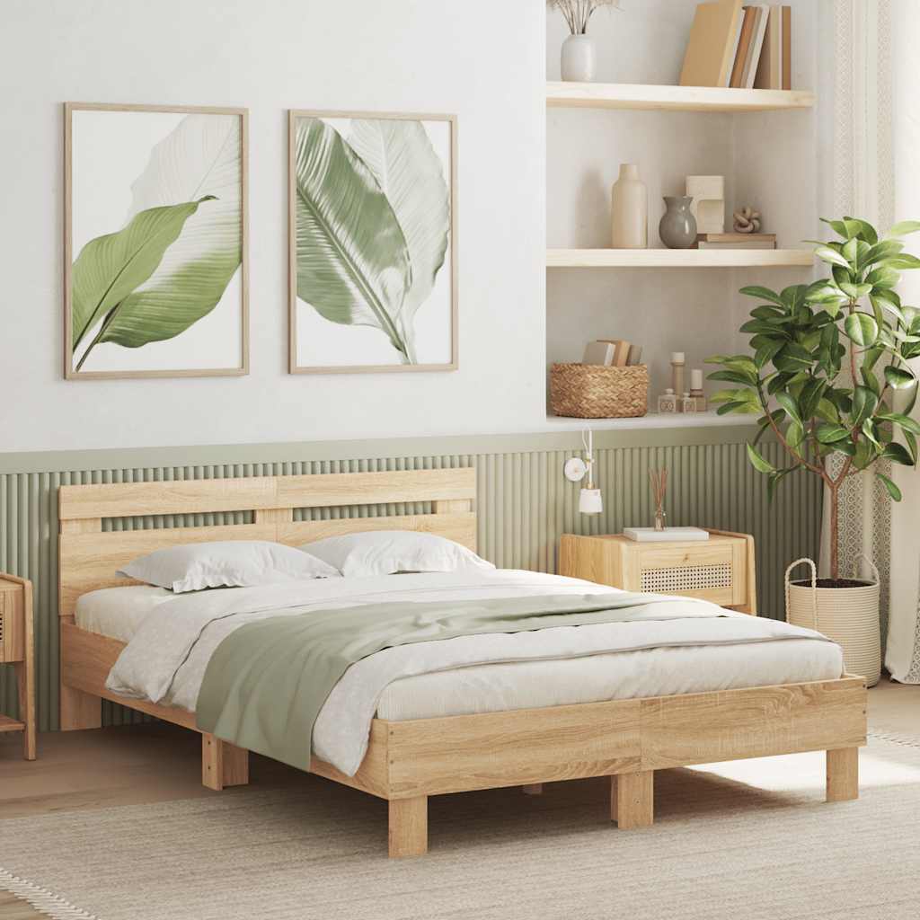 Bed Frame without Mattress 135x190 cm Sonoma oak