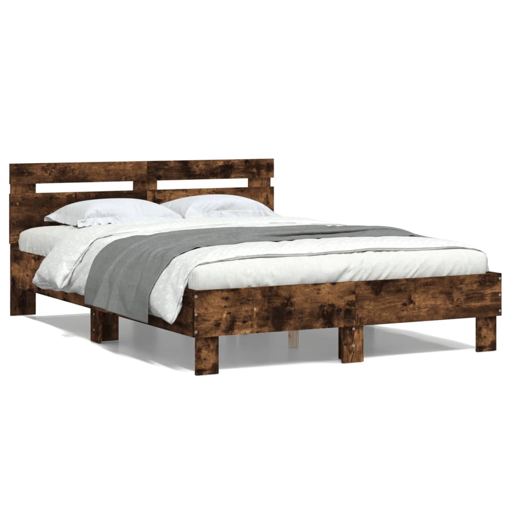 Bed Frame without Mattress 135x190 cm Smoked oak