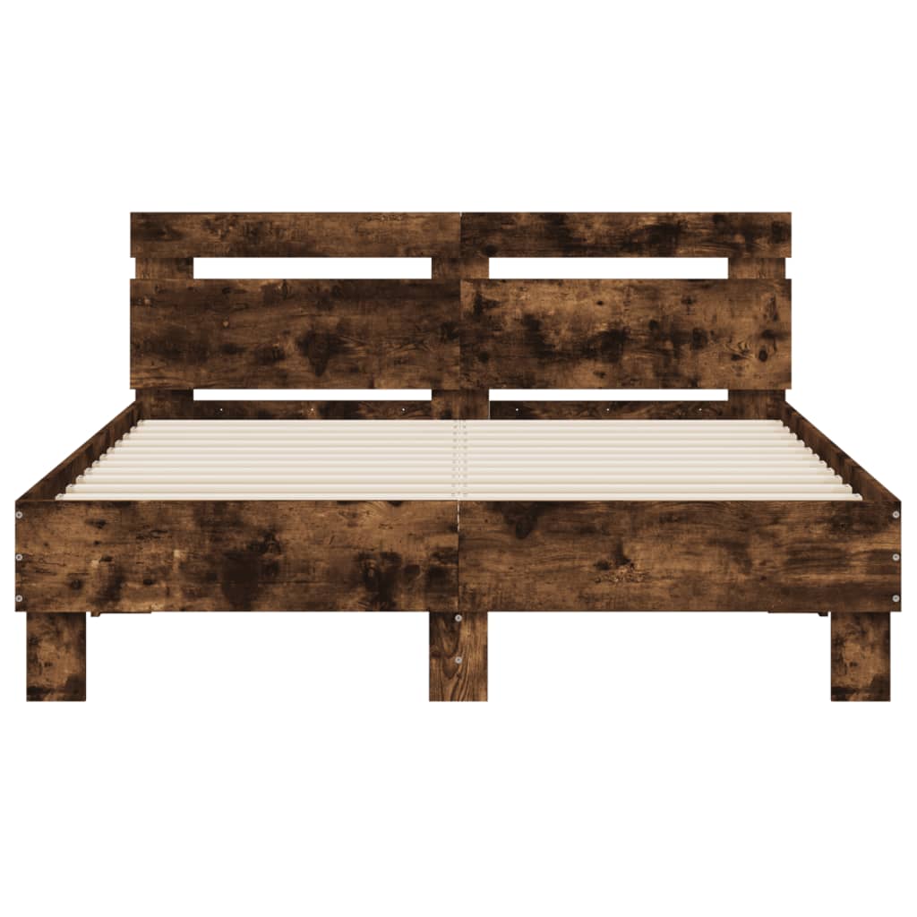 Bed Frame without Mattress 135x190 cm Smoked oak