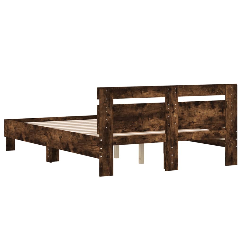 Bed Frame without Mattress 135x190 cm Smoked oak