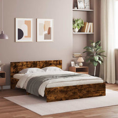 Bed Frame without Mattress Smoked Oak 140 x 190 cm
